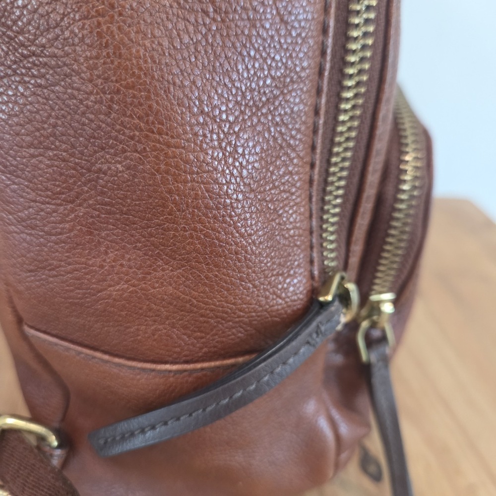 Fossil Genuine Leather Mini Backpack Brown Pebbled Leather Zip Closure... - Picture 7 of 12